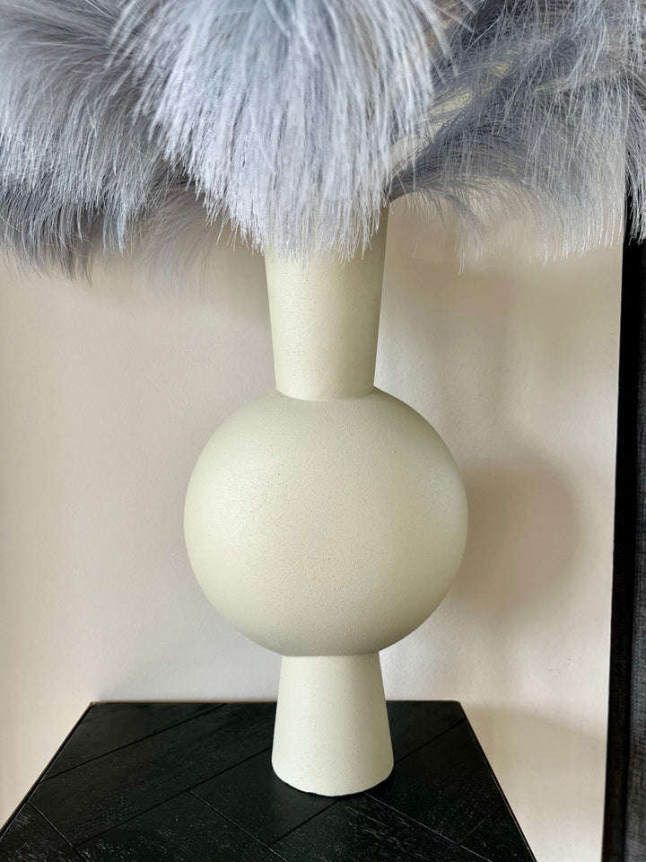 Modern metal vase - 40 cm high - beige/light grey