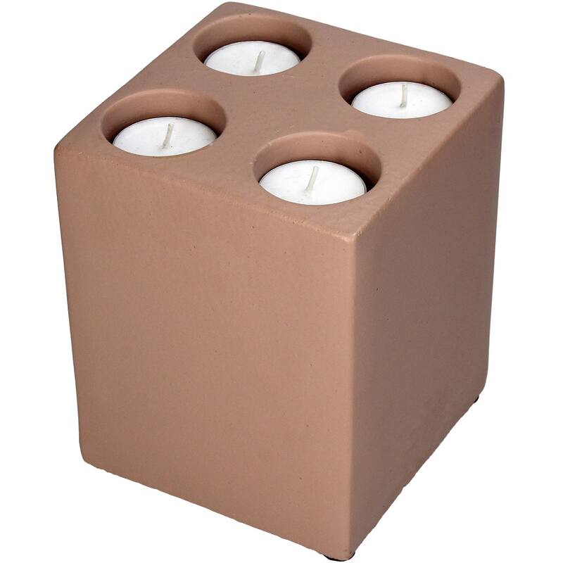 Concrete tealight holder - 12x15 cm - Pink