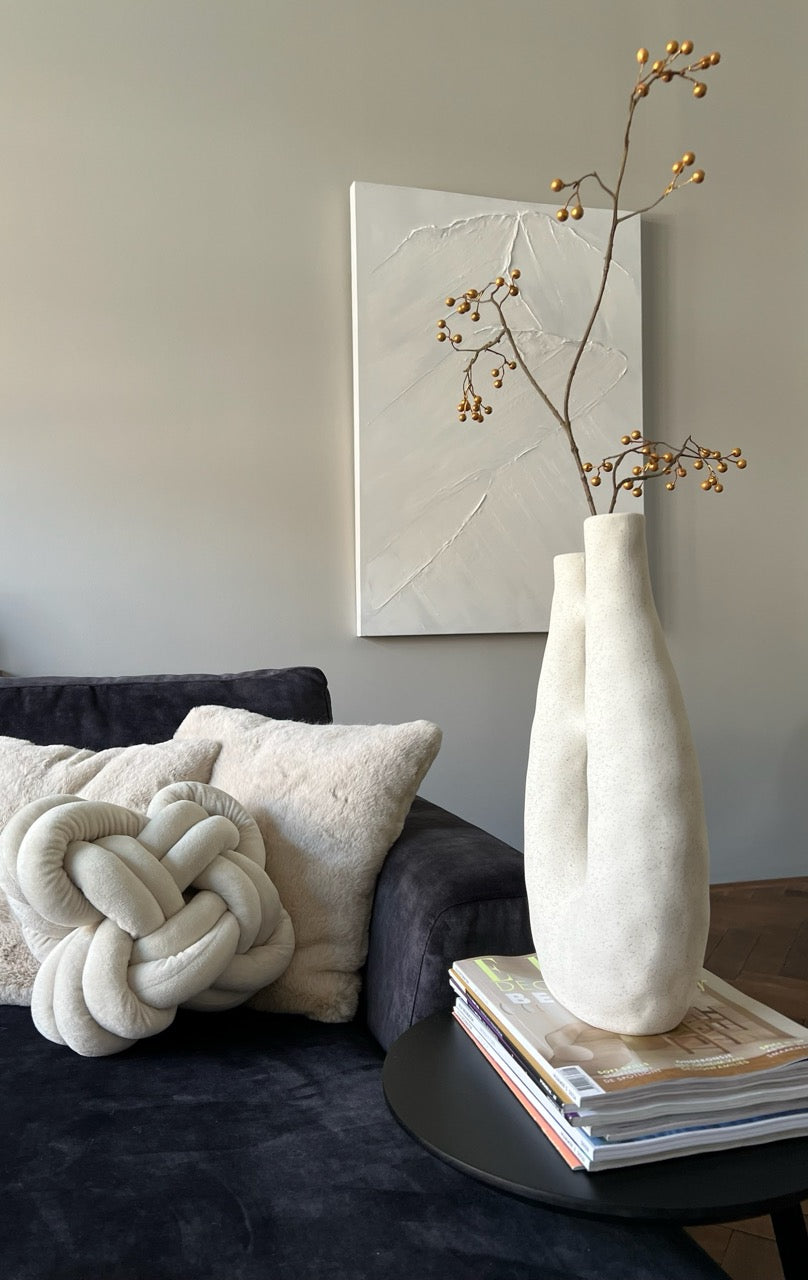 Dubbele vaas mat crème - 22x11x41cm