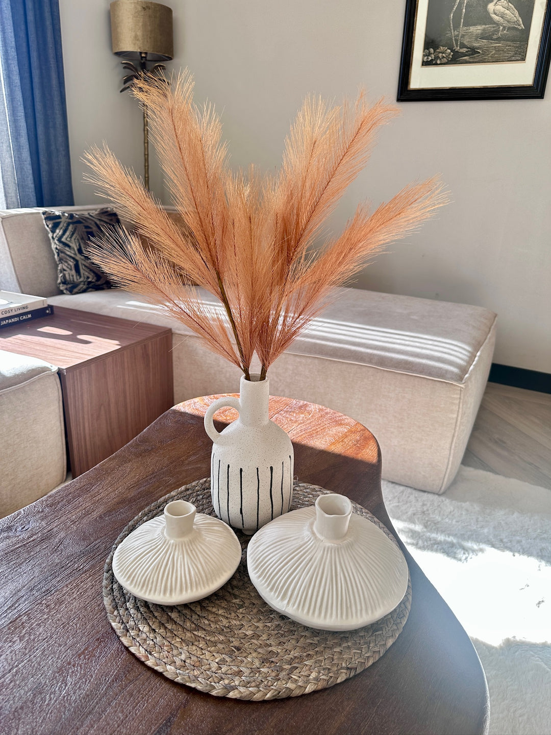 Herfst Vazen Set – met Placemat & Oranje Pluimen