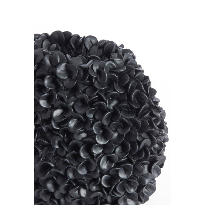 Gebloemde mat zwarte vaas PHYLIA - 31,5x17x28 cm