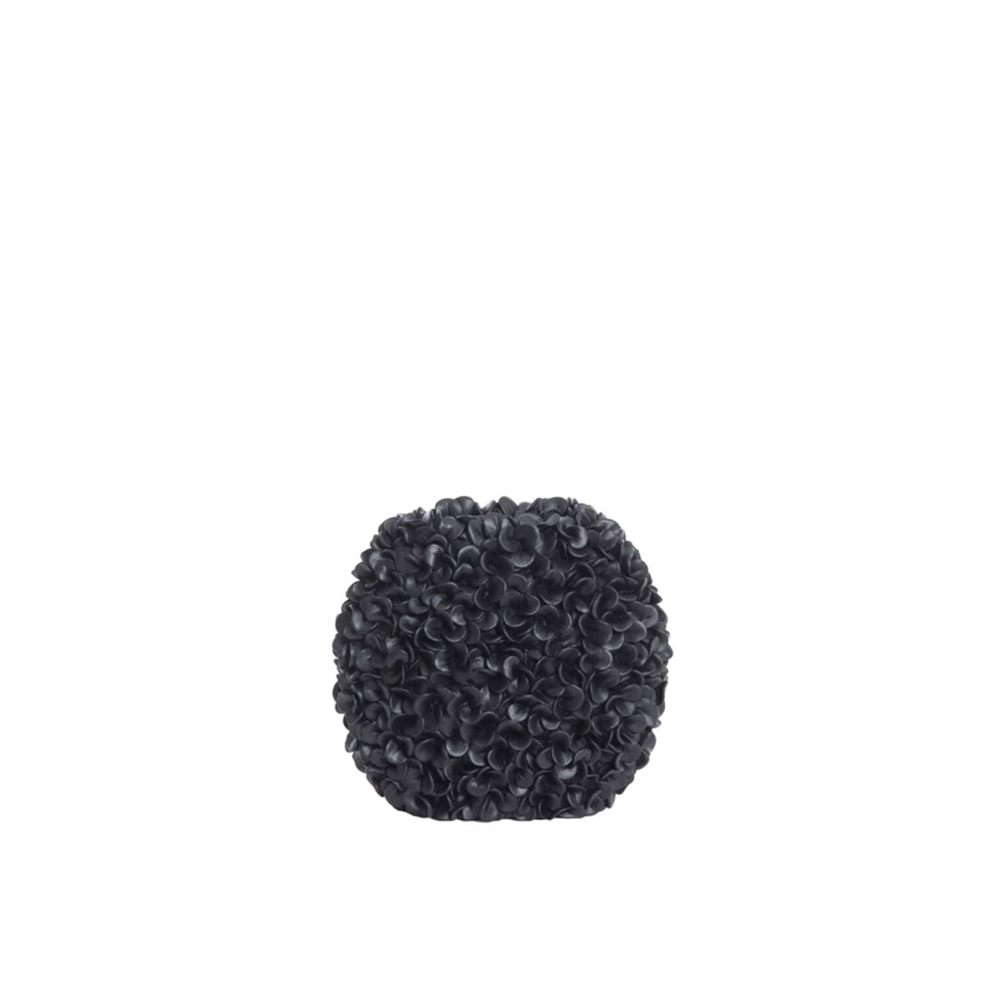 Gebloemde mat zwarte vaas PHYLIA - 31,5x17x28 cm