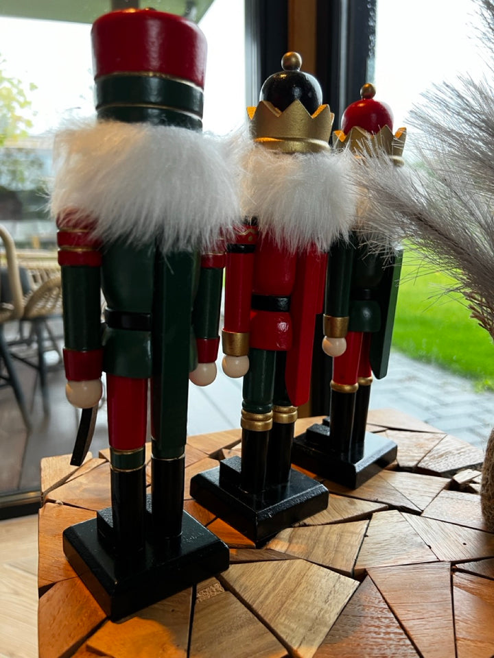 Grote notenkrakers set van 3 stuks - 24 cm hoog - Klassieke kleuren