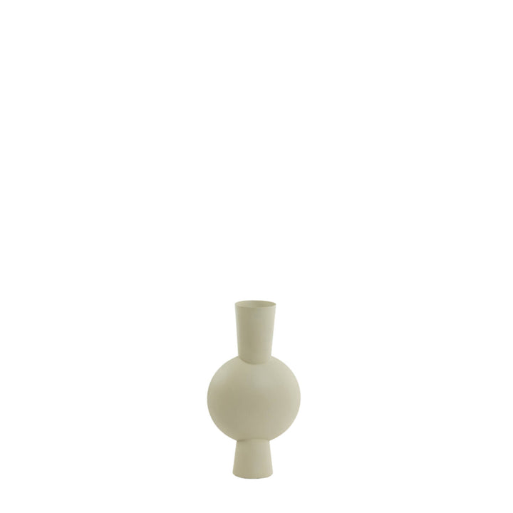 Modern metal vase - 40 cm high - beige/light grey