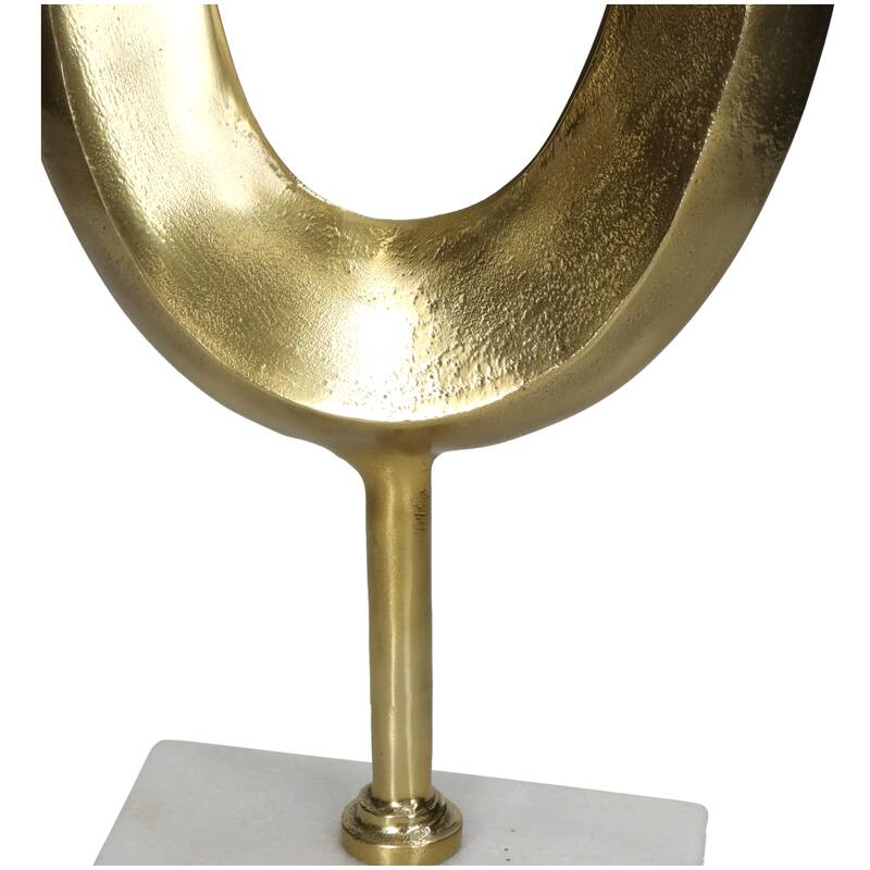 Ornament ovaal goud op marmeren voet - Aluminium - 47 cm hoog