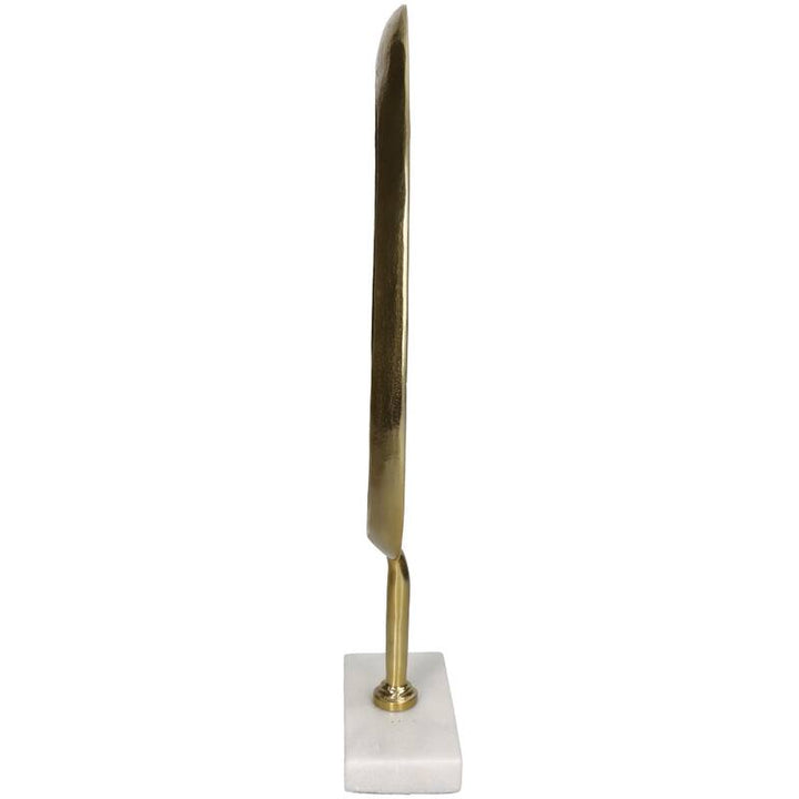 Ornament ovaal goud op marmeren voet - Aluminium - 47 cm hoog