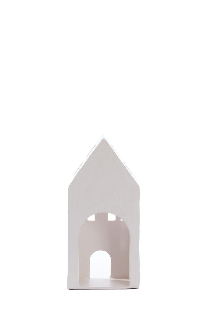 Tea light house - 14x9x30cm - Cream