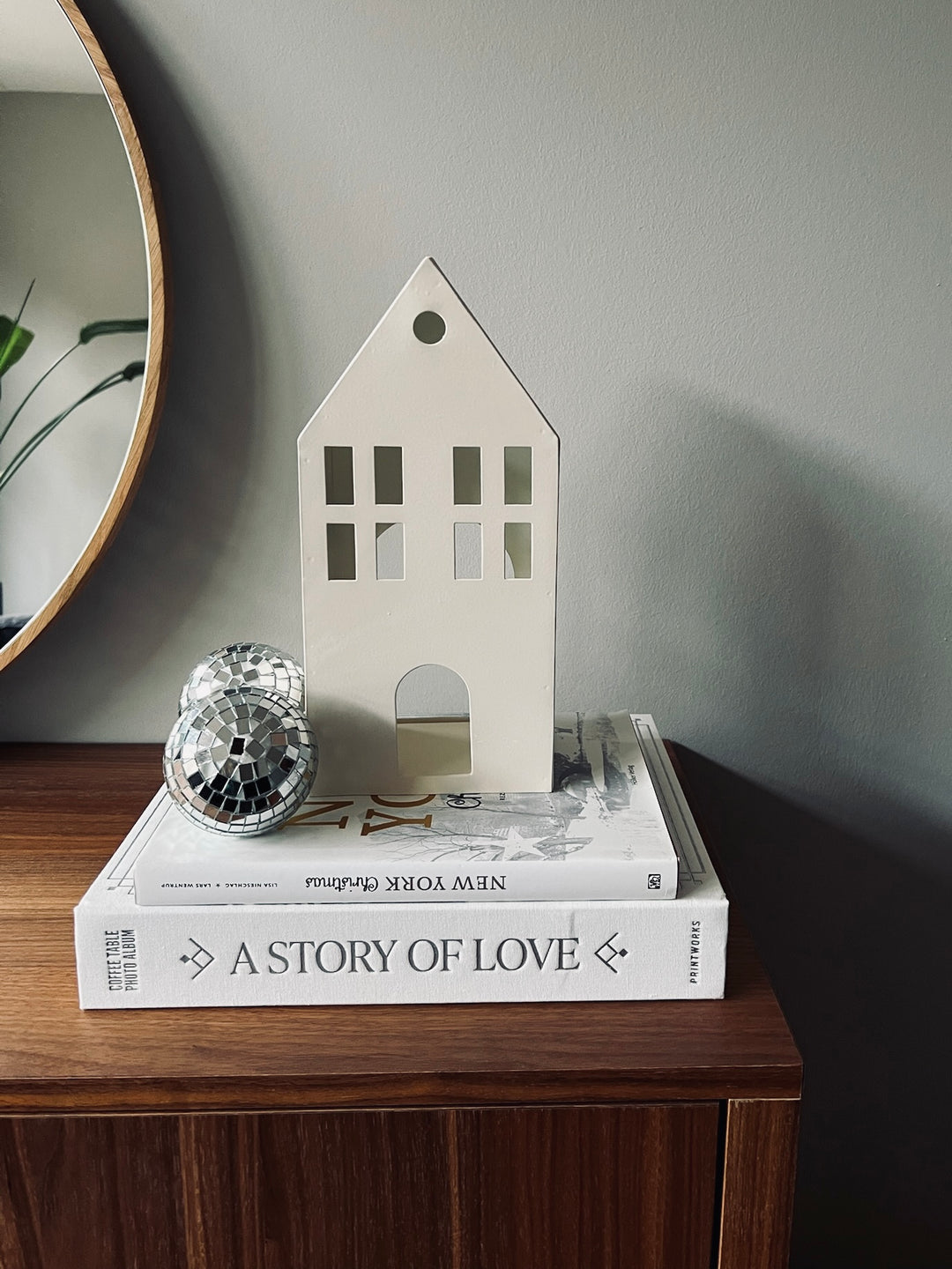 Tea light house - 14x9x30cm - Cream