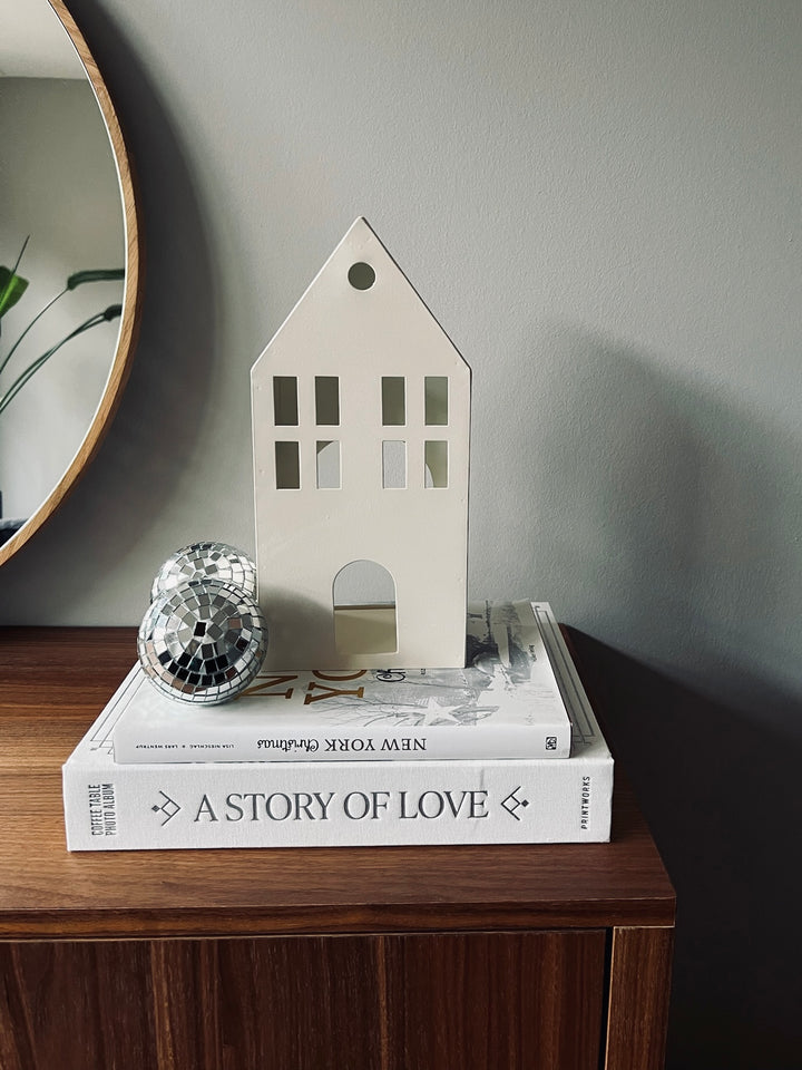 Tea light house - 14x9x30cm - Cream