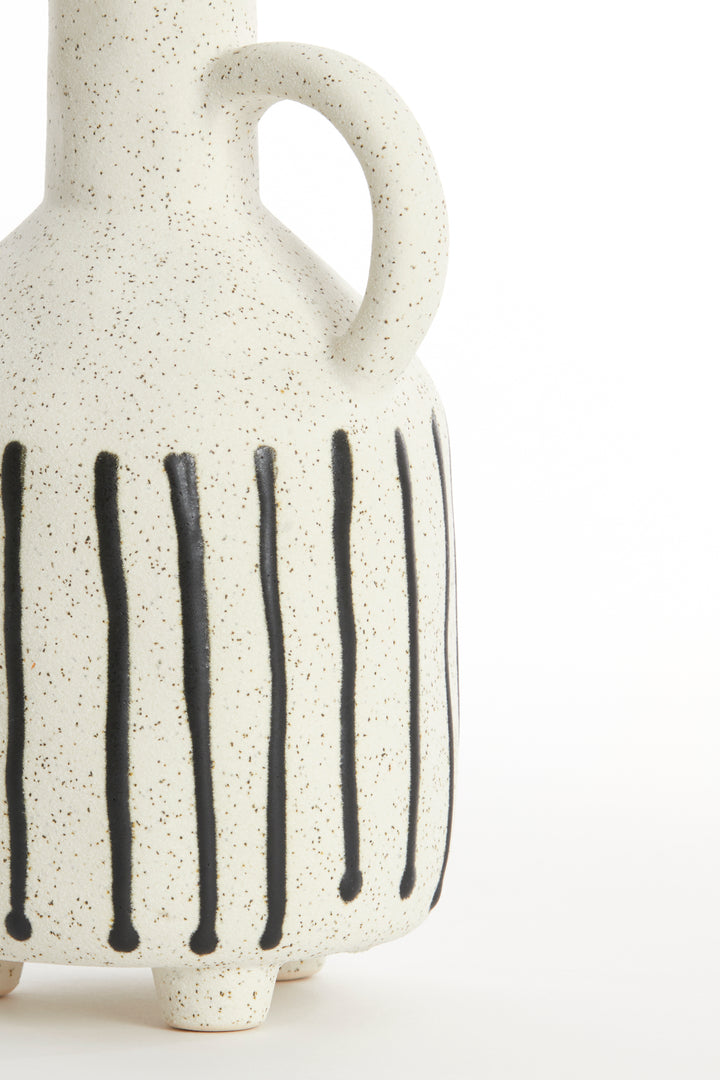Vase JONAI ceramic - 12x11x21.5 cm - matt cream/black