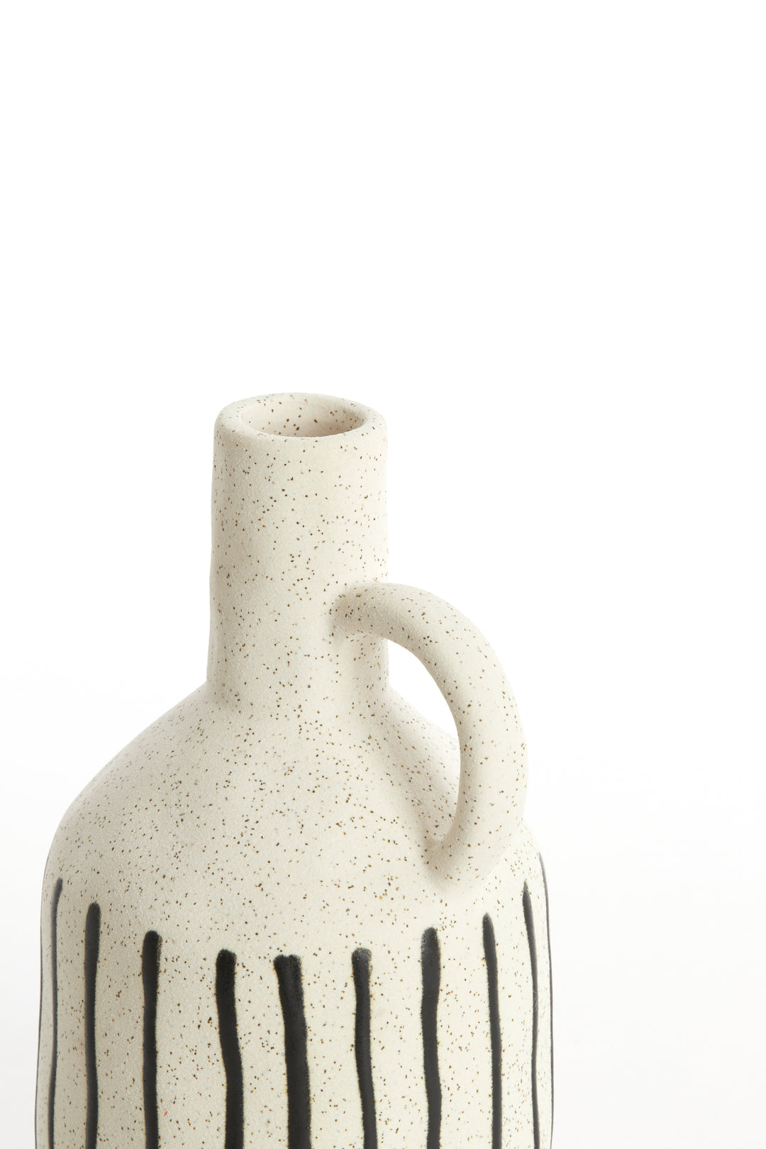 Vase JONAI ceramic - 12x11x21.5 cm - matt cream/black