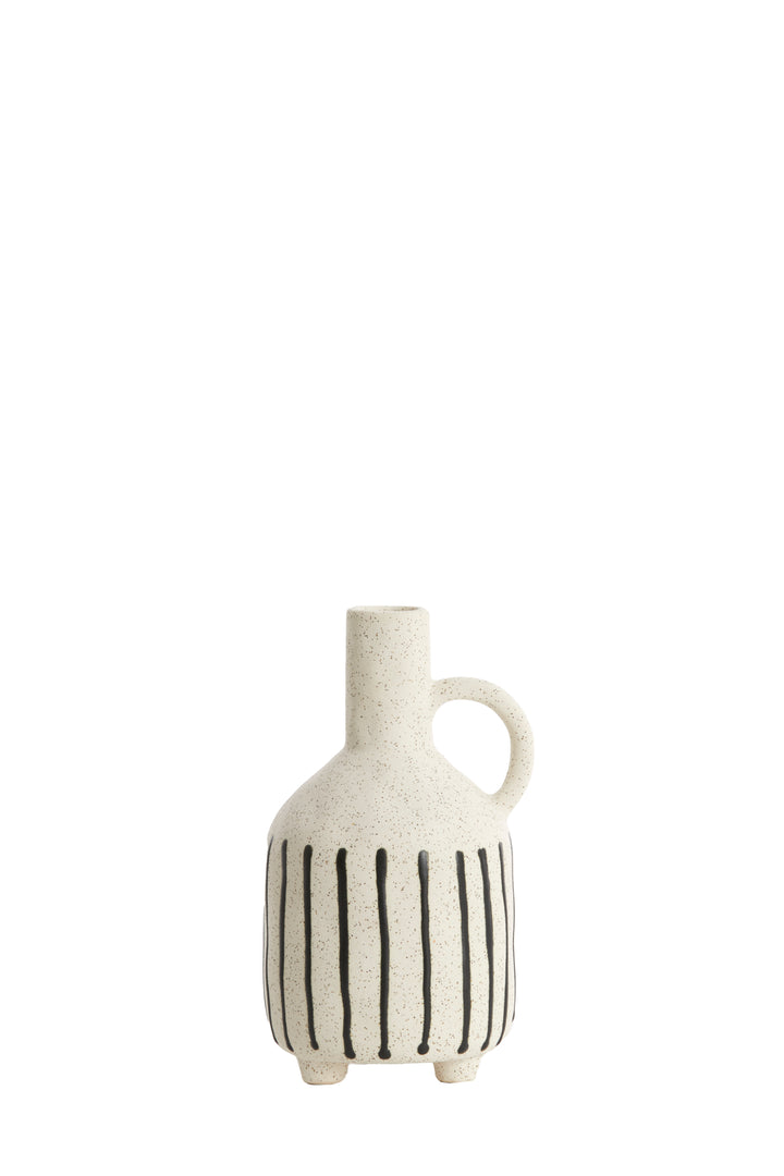 Vase JONAI ceramic - 12x11x21.5 cm - matt cream/black
