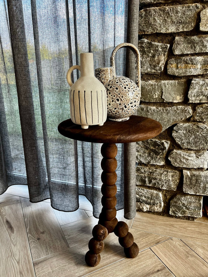Vase JONAI ceramic - 12x11x21.5 cm - matt cream/black