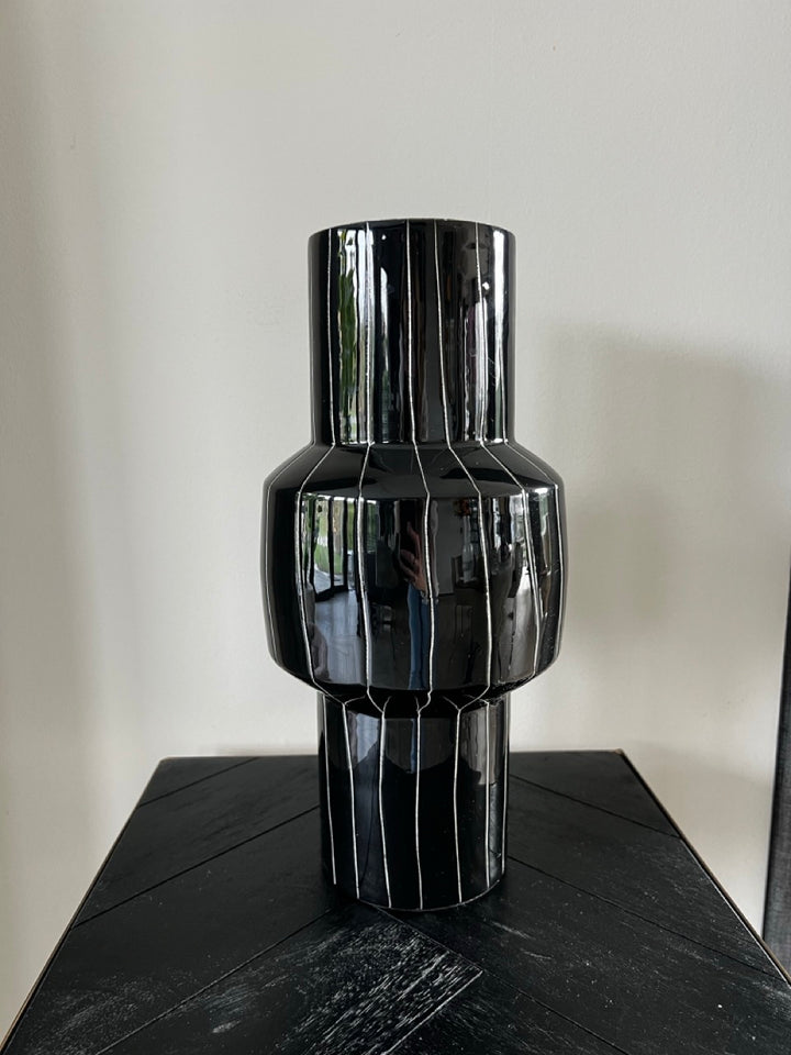 Vaas SENUMA - Ø16x33 cm - Glanzend zwart+wit