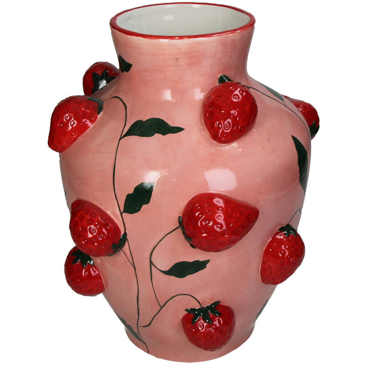 Vaas aardbei - 25,3 x 30,3 cm - Multi roze
