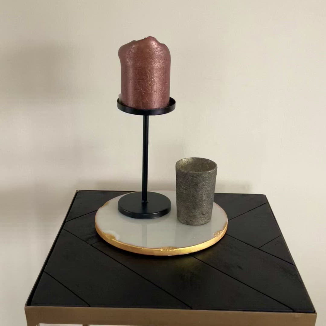 Decoratie plateau "Marble White" - marmer wit goud - rond 20 cm