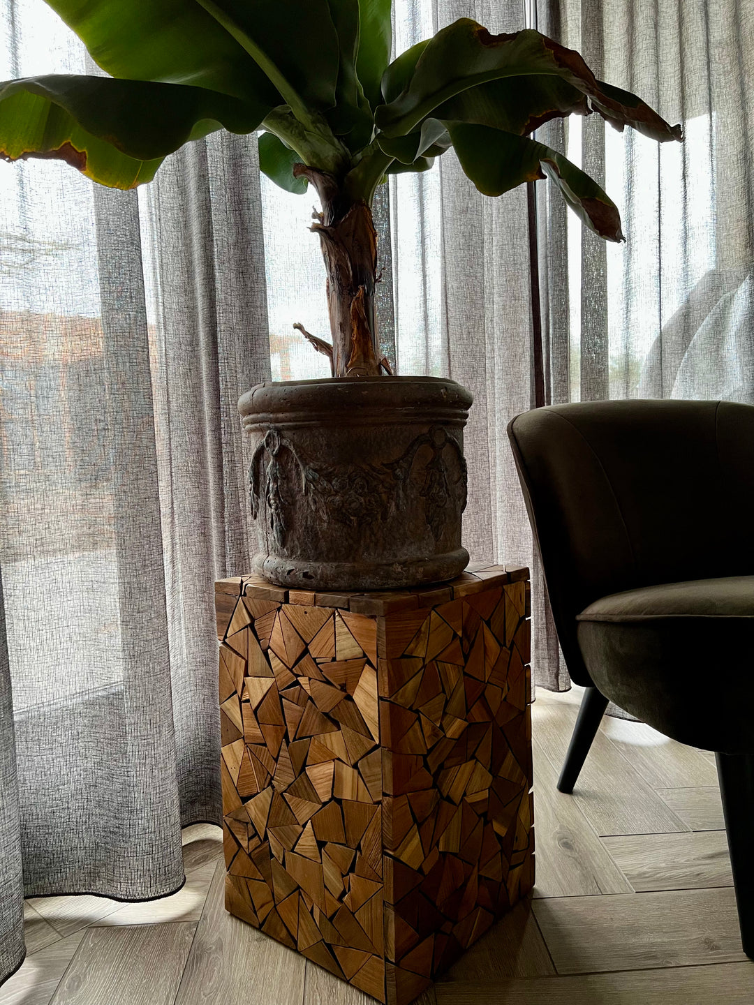 Bijzettafel Teakhout stukken - ↑42 cm / →32 cm  - Naturel