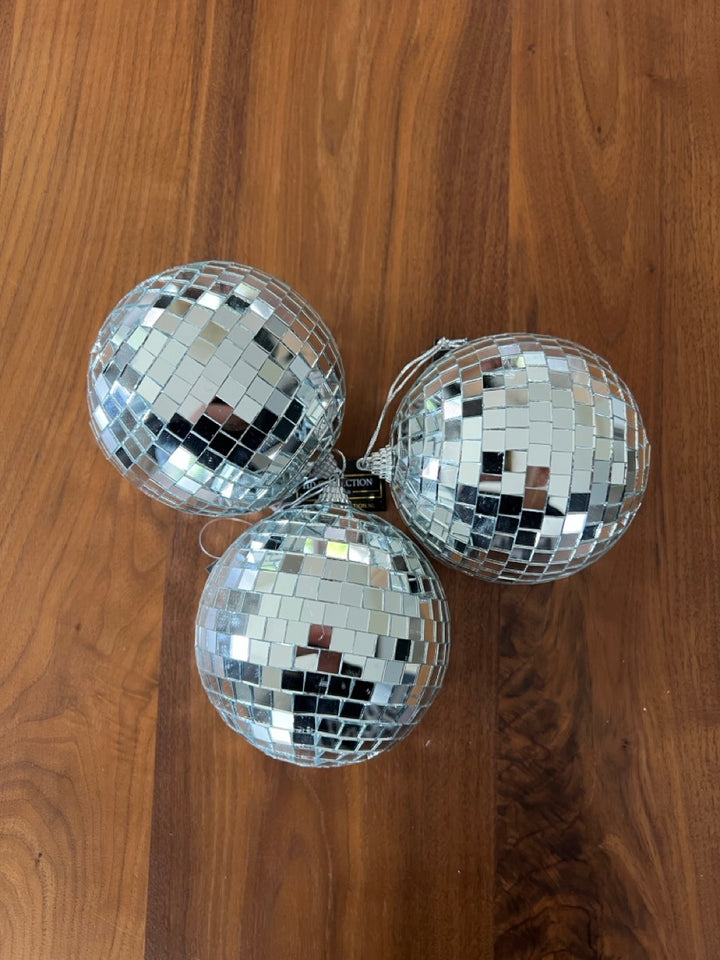 3 Discobal Ornamenten 10cm - Zilver