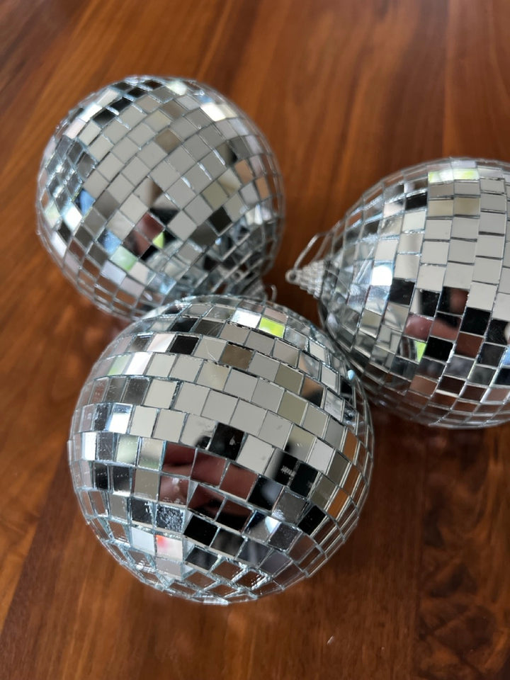 3 Discobal Ornamenten 10cm - Zilver