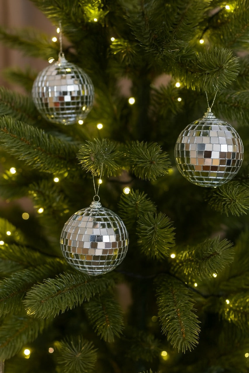 3 Discobal Ornamenten 10cm - Zilver