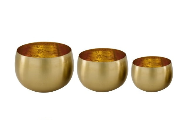 Gouden metalen kaarshouder - Set van 3 - Goud - 2 varianten