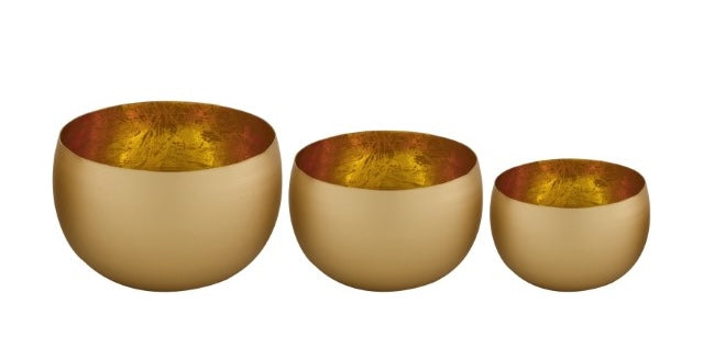 Gouden metalen kaarshouder - Set van 3 - Goud - 2 varianten
