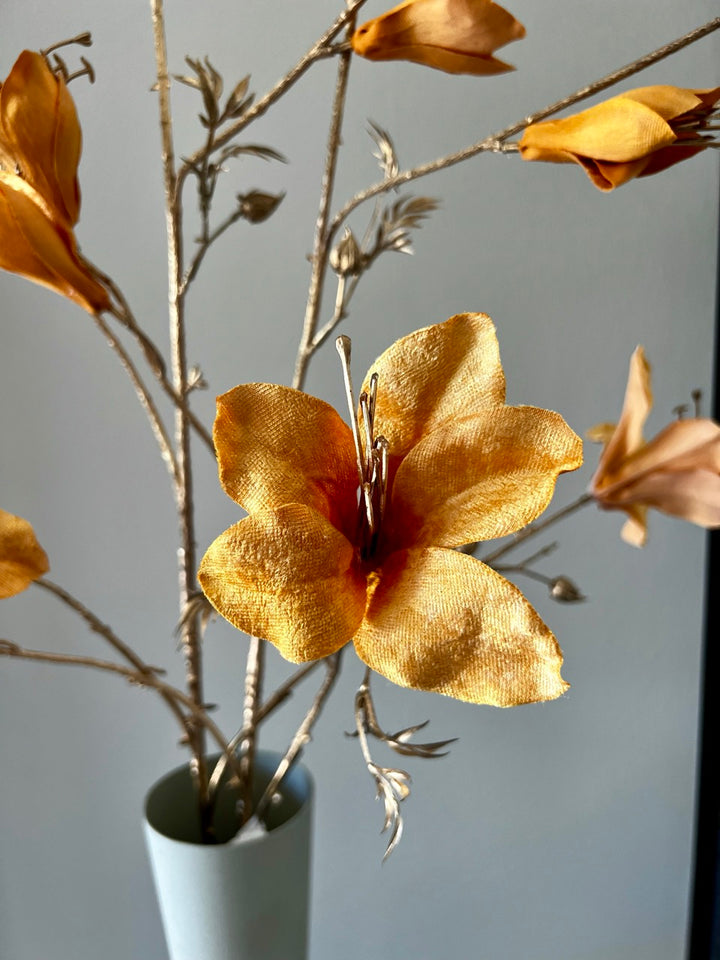 Bauhinia branch - 114 cm hoog - Oranje/Goud