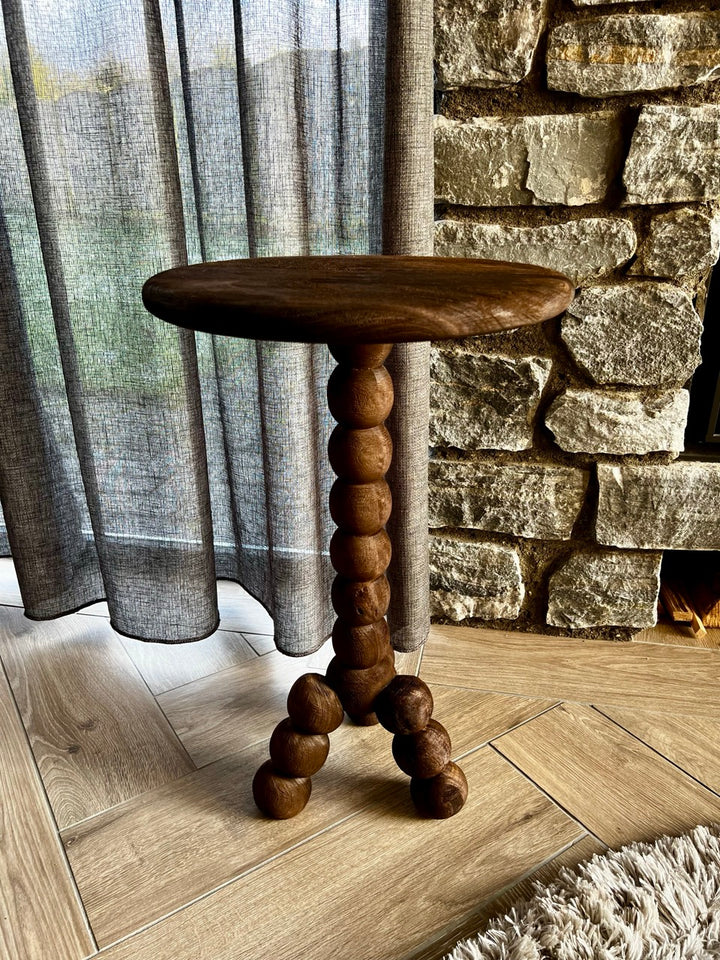 Bijzettafel VEGLIO hout - Ø35x54 cm - mat donker bruin