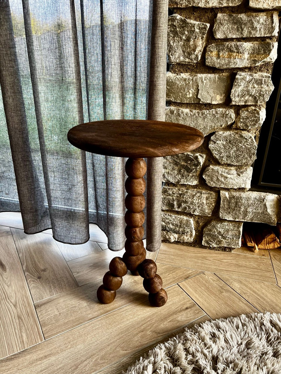 Bijzettafel VEGLIO hout - Ø35x54 cm - mat donker bruin