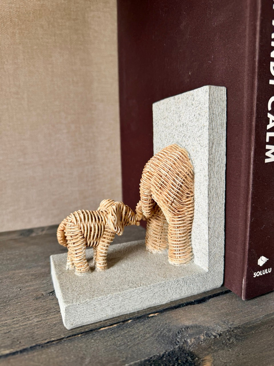 Boekensteun Olifant Naturel - 25,5x8,8x15,5 cm