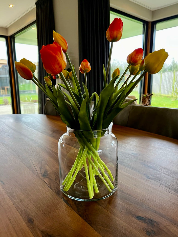 Bosje kunst Tulpen - Geel/oranje mix - 47cm hoog