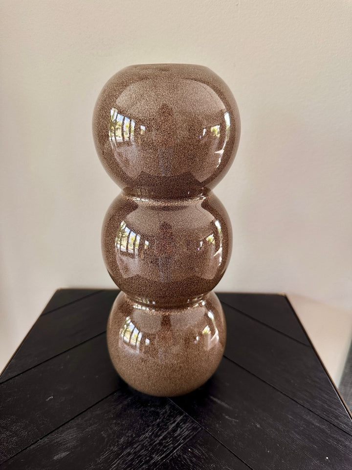 Bubbel vaas keramiek - Donkerbruin - 27,5cm hoog