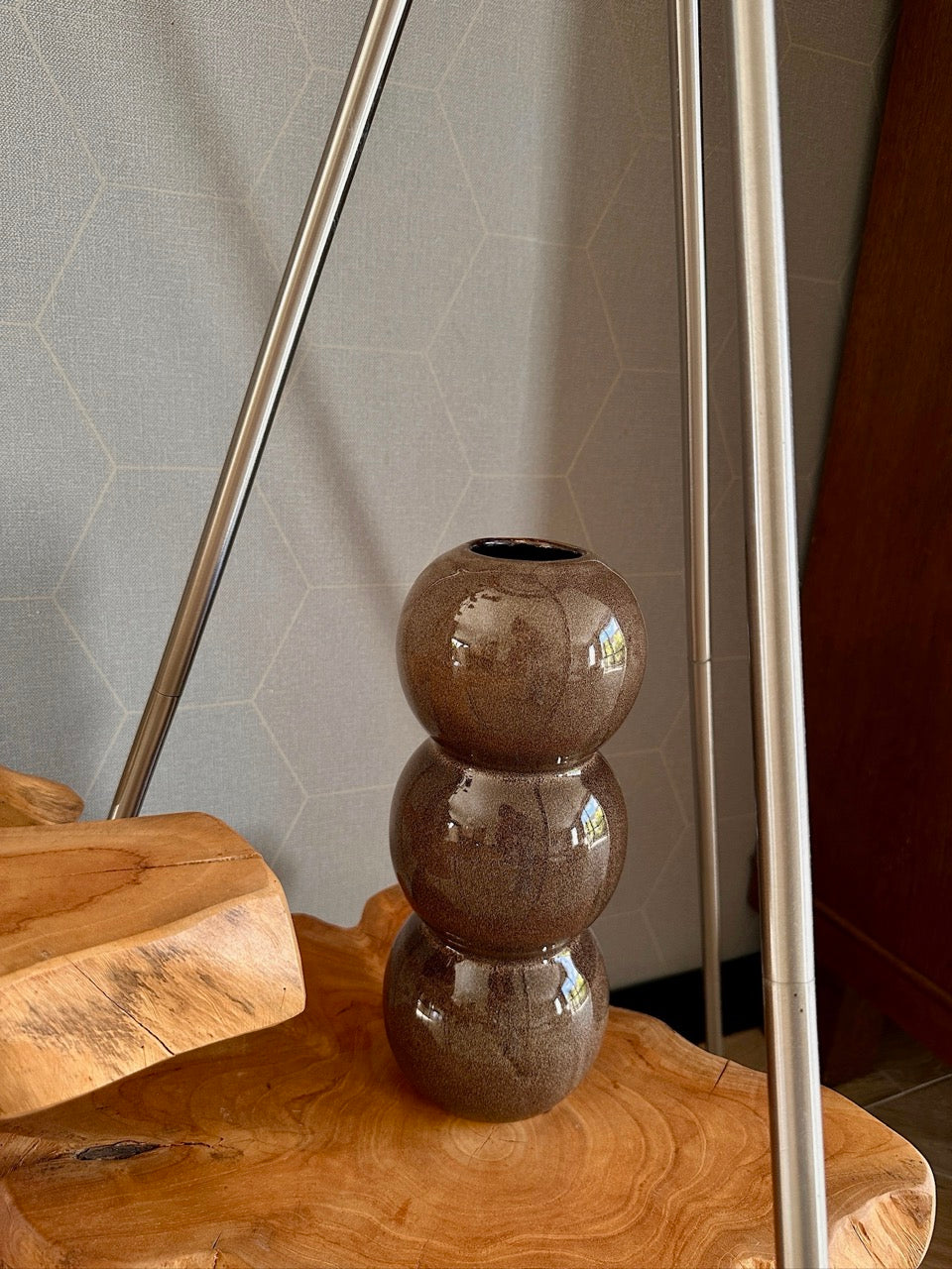 Bubbel vaas keramiek - Donkerbruin - 27,5cm hoog