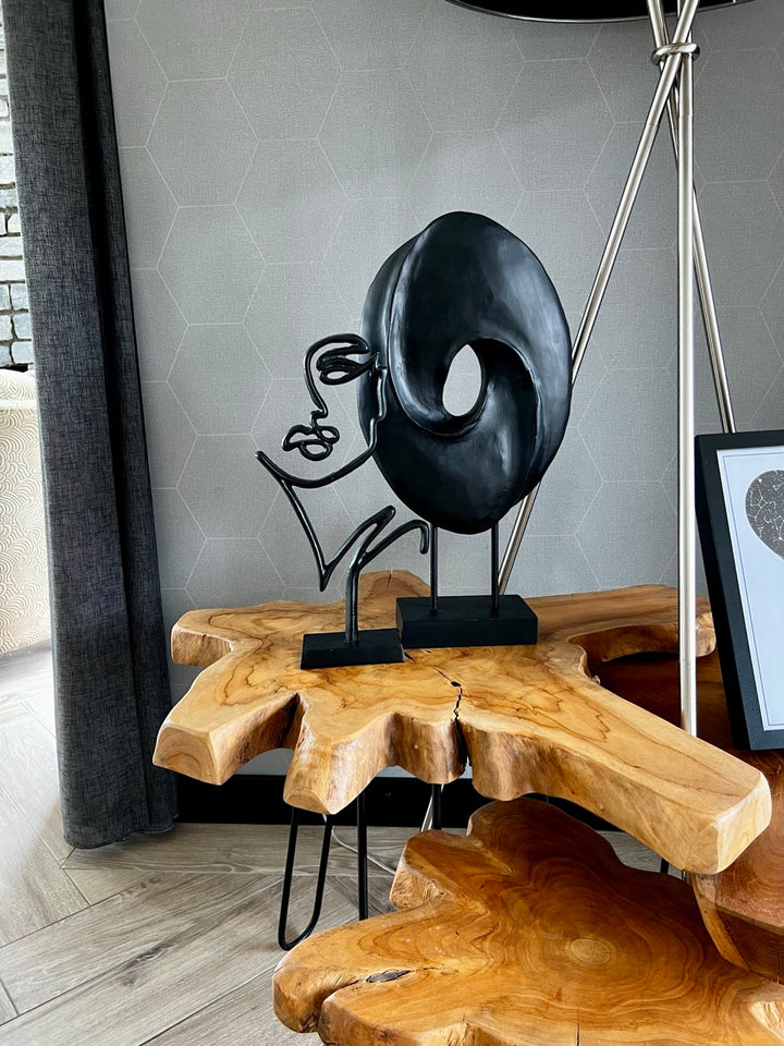 Decoratie op standaard ZORATI - 24x9x46,5cm - Hout zwart