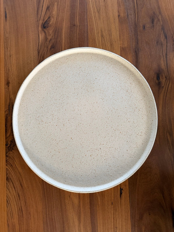 Decoratieschaal MAES metaal - zand/Licht bruin gespikkeld - Ø40x1,5 cm