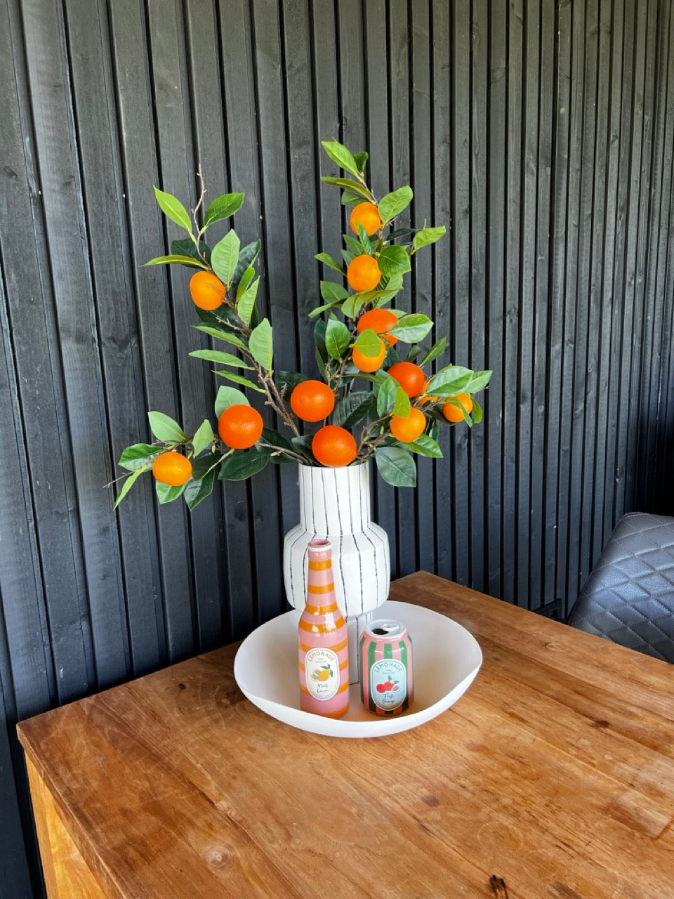 Shop the look - Dienblad met 3 vazen en sinaasappeltakken