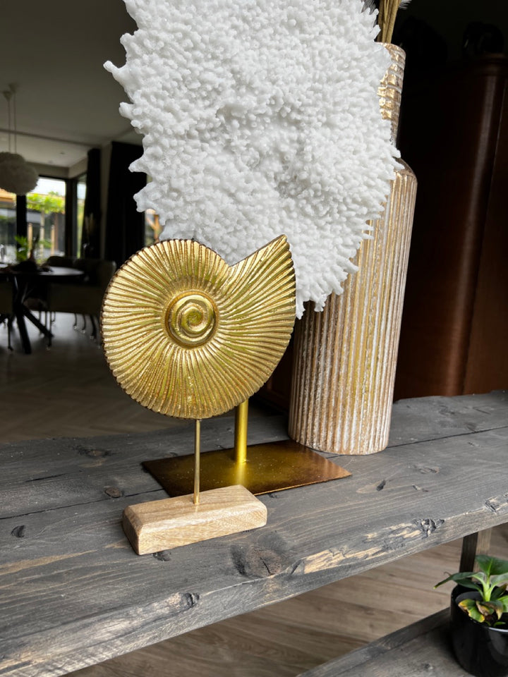 Gouden schelp ornament - 27 cm hoog