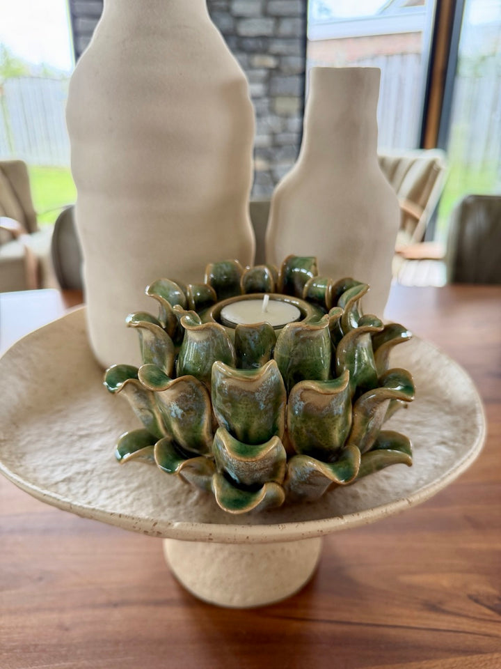 Kandelaar Aloe Groen – Keramiek – 14,5x14,5x10,5 cm