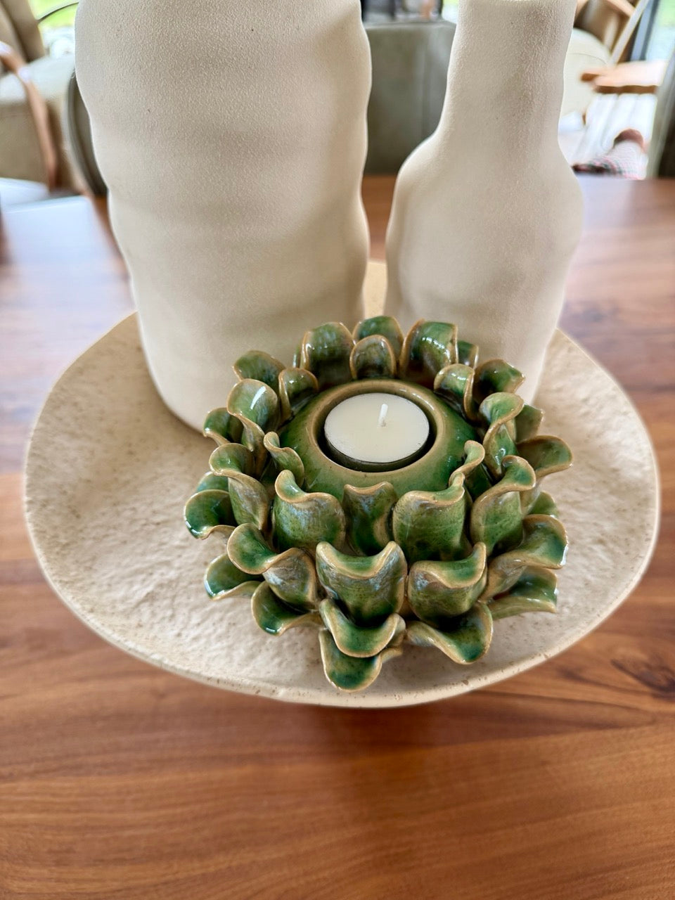 Kandelaar Aloe Groen – Keramiek – 14,5x14,5x10,5 cm