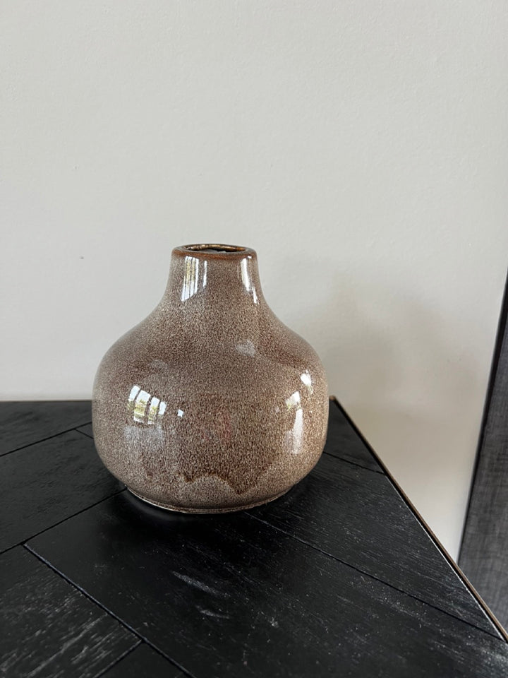 Small ceramic vase - dark brown - 13x13x12.5cm