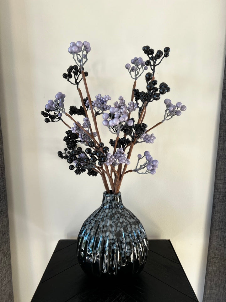 Small ceramic vase - black/blue - 16.5x16.5x19cm