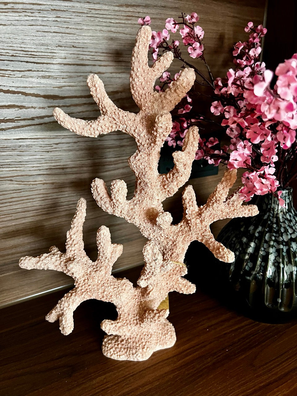 Koraal ornament - 41 cm hoog - Roze/Zand