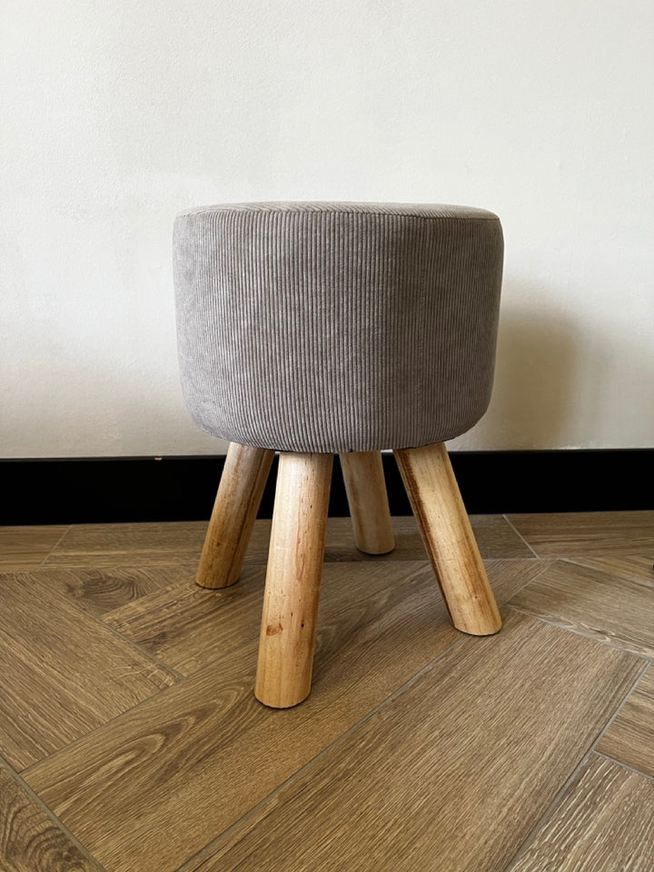 Krukje ribstof en houten pootjes - Ø28x40cm - Taupe