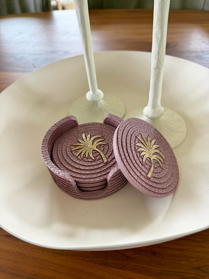 Coaster Set of 4 with Holder – Polyresin – 2 Designs