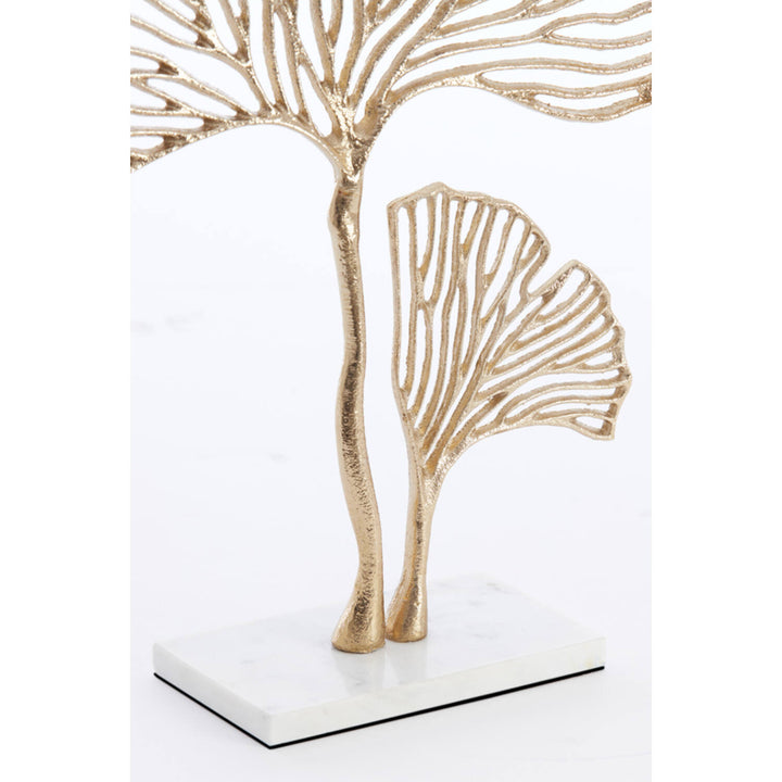 Ornament op voet LEAF - 36x10x48 cm - Goud/Marmer wit