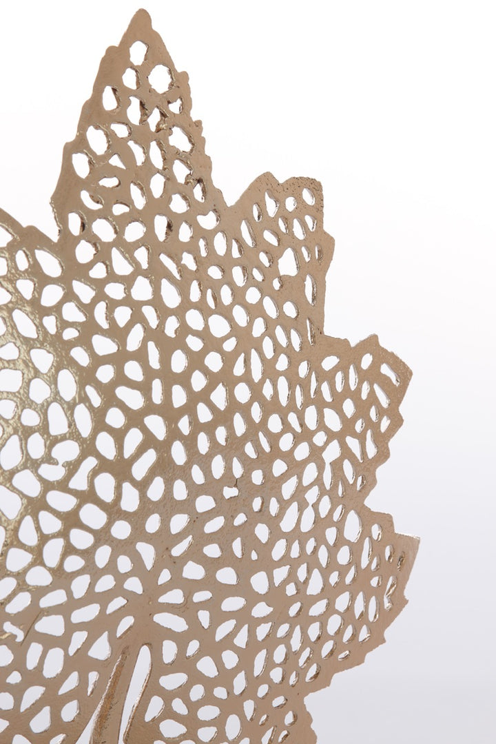 Ornament op voet LEAF small - 28x8x35 cm - Goud/Marmer wit