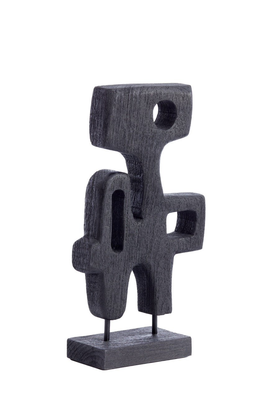 Ornament op voet SALA - 20x9,5x38,5cm - hout mat zwart