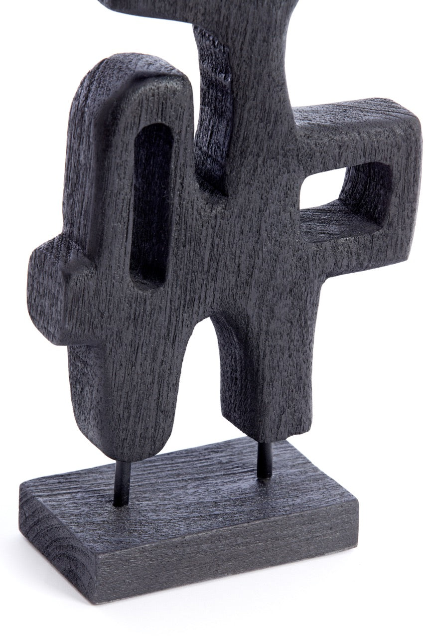 Ornament op voet SALA - 20x9,5x38,5cm - hout mat zwart