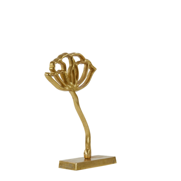 Ornament op voet klaproos - 22x6x36 cm - Goud