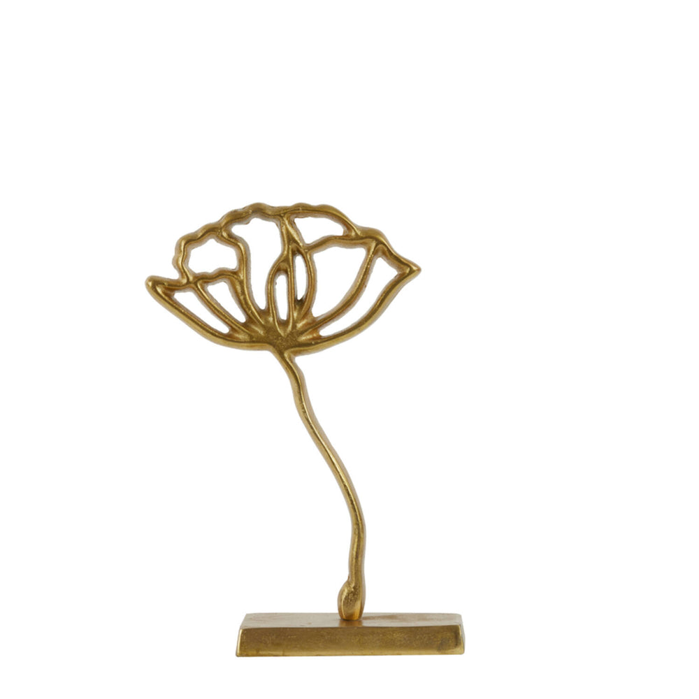 Ornament op voet klaproos - 22x6x36 cm - Goud